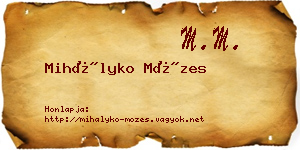 Mihályko Mózes névjegykártya